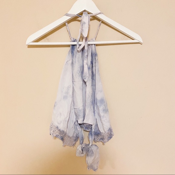 American Eagle Tie Die Halter Top with Crochet Hem - Picture 4 of 6